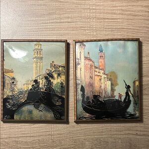 Vintage Silhouette Venetian Gondola Art Prints